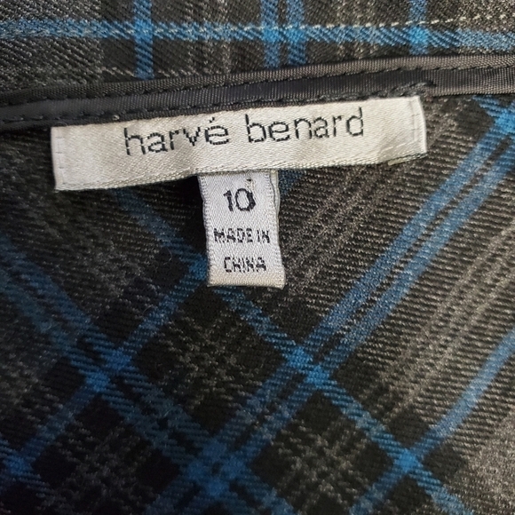 Harve Bernard Dark Grey Blue Plaid Lace Shirt 10 - Picture 9 of 9